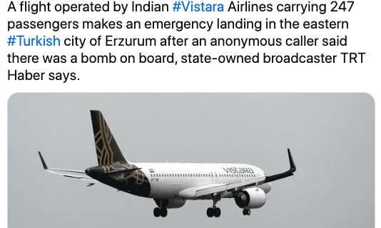 Vistara Flight Diverts to Turkey 'Bomb on Plane' Message in Toilet