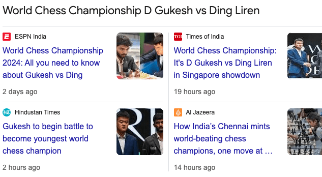 Chess – Gukesh D in World Chess Championship 2024