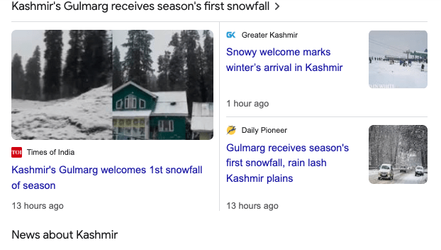 Kashmir -Snowfall in Gulmarg, Rain in Srinagar